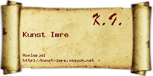 Kunst Imre névjegykártya